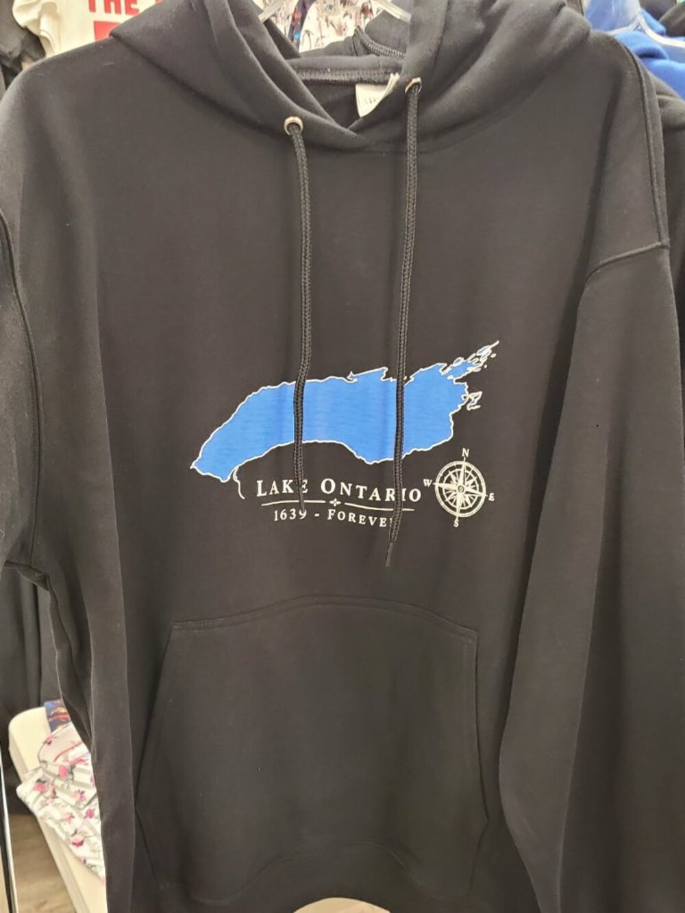 Lake Ontario Forever Black Hoodie From Local Designer in Downtown Toronto Store